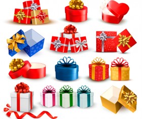 Exquisite gift boxes with ribbon vector set 03