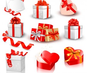 Exquisite gift boxes with ribbon vector set 05