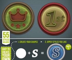 Fabric badges vector graphics