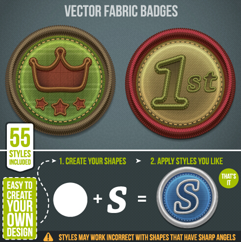 Fabric badges vector graphics