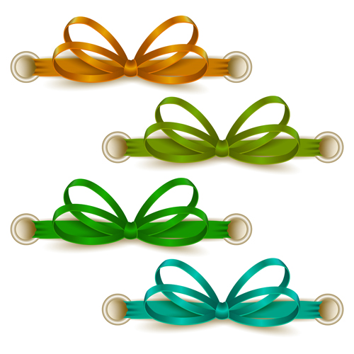 Festival ribbon bow colorful vector set 01