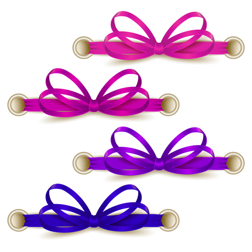 Festival ribbon bow colorful vector set 02