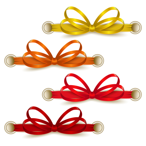 Festival ribbon bow colorful vector set 03