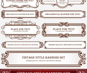 Floral decor vintage frames vector set 03