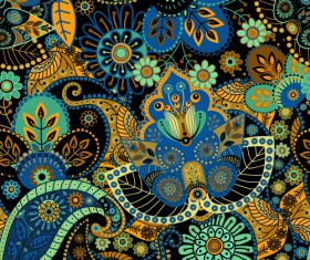 Floral ethnic pattern seamless vector 02