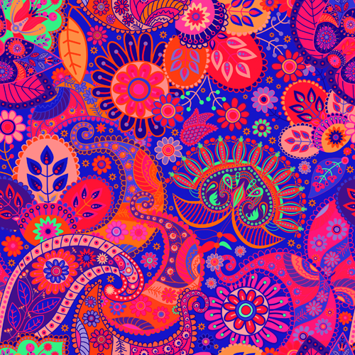 Floral ethnic pattern seamless vector 03