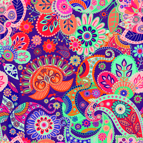 Floral ethnic pattern seamless vector 04