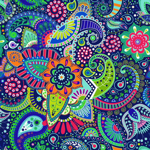 Floral ethnic pattern seamless vector 06 free download