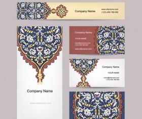 Floral style business cards kit vector 01
