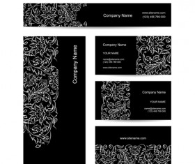 Floral style business cards kit vector 04