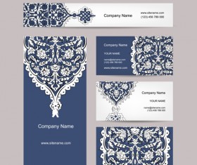 Floral style business cards kit vector 05