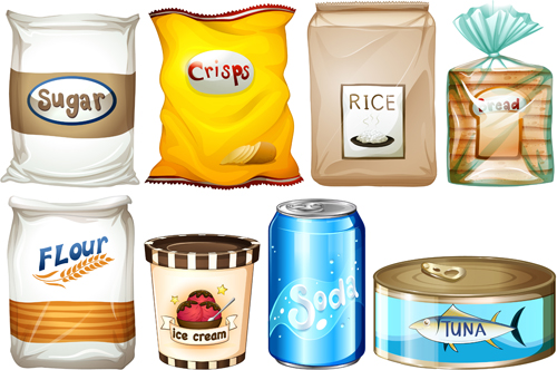 Food packing elements vector graphics 02