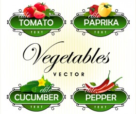 Fruit with vegetables labels design set 01