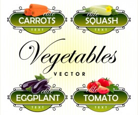 Fruit with vegetables labels design set 03