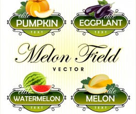 Fruit with vegetables labels design set 04