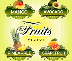 Fruit with vegetables labels design set 05