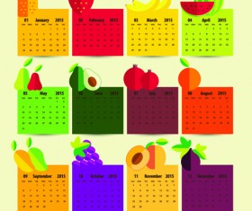 Fruits with calendar 2015 vector graphics