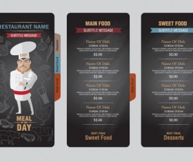 Funny chef with restaurant menu vector 04