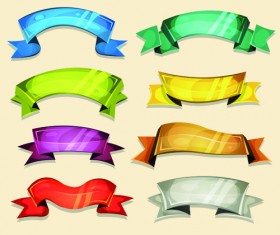 Funny colored ribbons banners vector 02