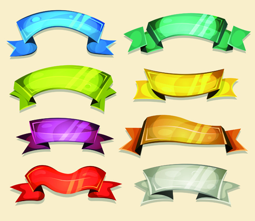Funny colored ribbons banners vector 02