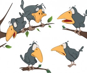 Funny crow cartoon vector material