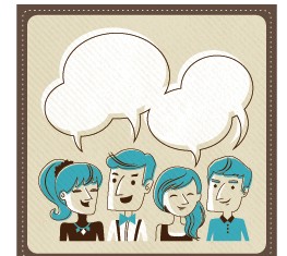 Funny people speech bubbles vector design 01