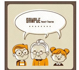 Funny people speech bubbles vector design 03