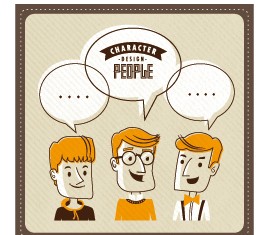 Funny people speech bubbles vector design 04