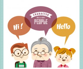 Funny people speech bubbles vector design 09