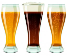 Glass cups with beer vector graphics 01