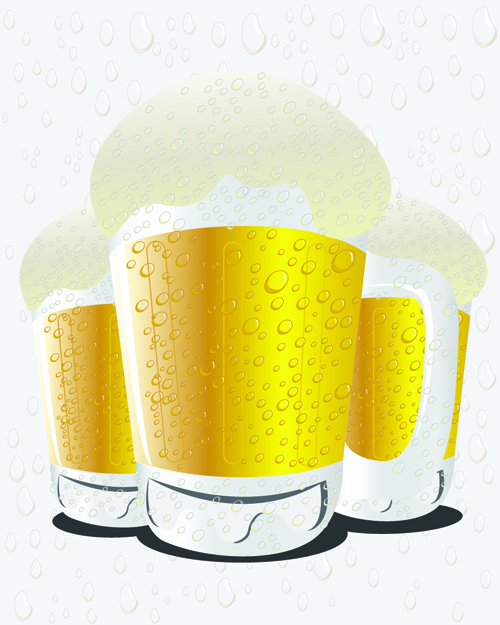 Glass cups with beer vector graphics 02