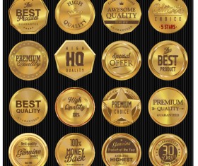 Golden textured badge vector material 04