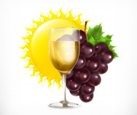 Grapes and drinks with sun vector