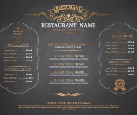 Gray style restaurant menu design vector 01