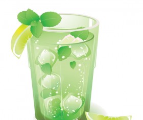 Green fruit juice with Ice vector