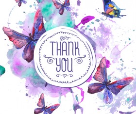 Grunge watercolor with butterflies vector background