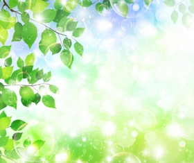 Halation bubble with green leaves vector background 02