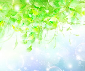 Halation bubble with green leaves vector background 03