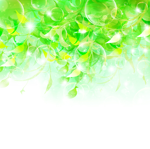 Halation bubble with green leaves vector background 04