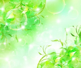 Halation bubble with green leaves vector background 05