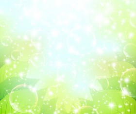 Halation bubble with green leaves vector background 07