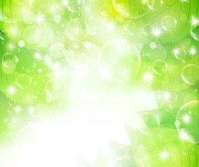 Halation bubble with green leaves vector background 08