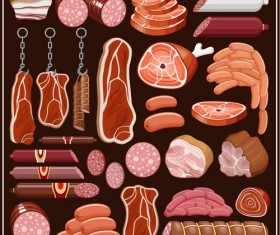 Ham and meat vector material