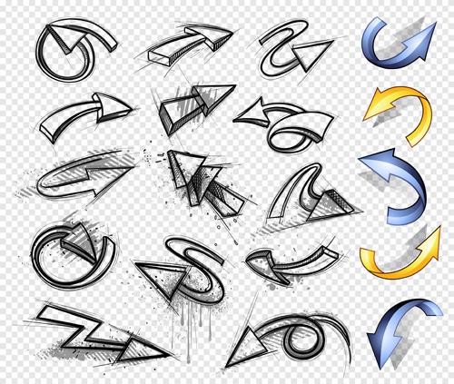 Hand drawn arrows abstract vector 02