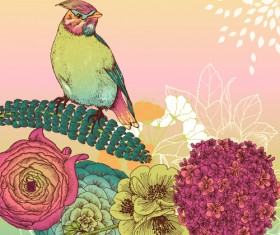 Hand drawn colored floral Invitation cards vector 04