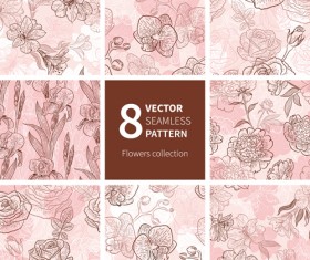 Hand drawn flower vector seamless patterns
