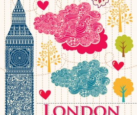 Hand drawn london romantic elements vector 03