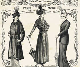 Hand drawn people elements retro vector 04