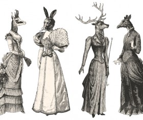 Hand drawn people elements retro vector 05