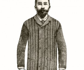 Hand drawn people elements retro vector 06